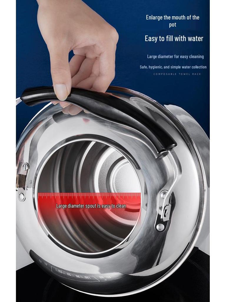 Чайник из нержавеющей стали 304 большой вместимости со свистком для газовых, открытых и индукционных плит.