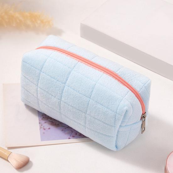 Косметичка из бархата с клетчатой текстурой, застежка-молния, портативная косметичка, дорожная, деловая, сумка для туалетных принадлежностей, большая вместимость, косметичка