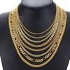 Gold Chain For Men Women Wheat Figaro Rope Cuban Link Chain Gold Filled Stainless Steel Necklaces Male Jewelry Gift
