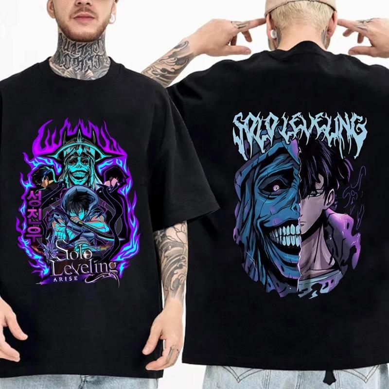 Мужская одежда 3D-принт Корейские комиксы Solo Leveling Круглый вырез Y2k Тренд Футболка Досуг и Лето Уличная С коротким рукавом Мото