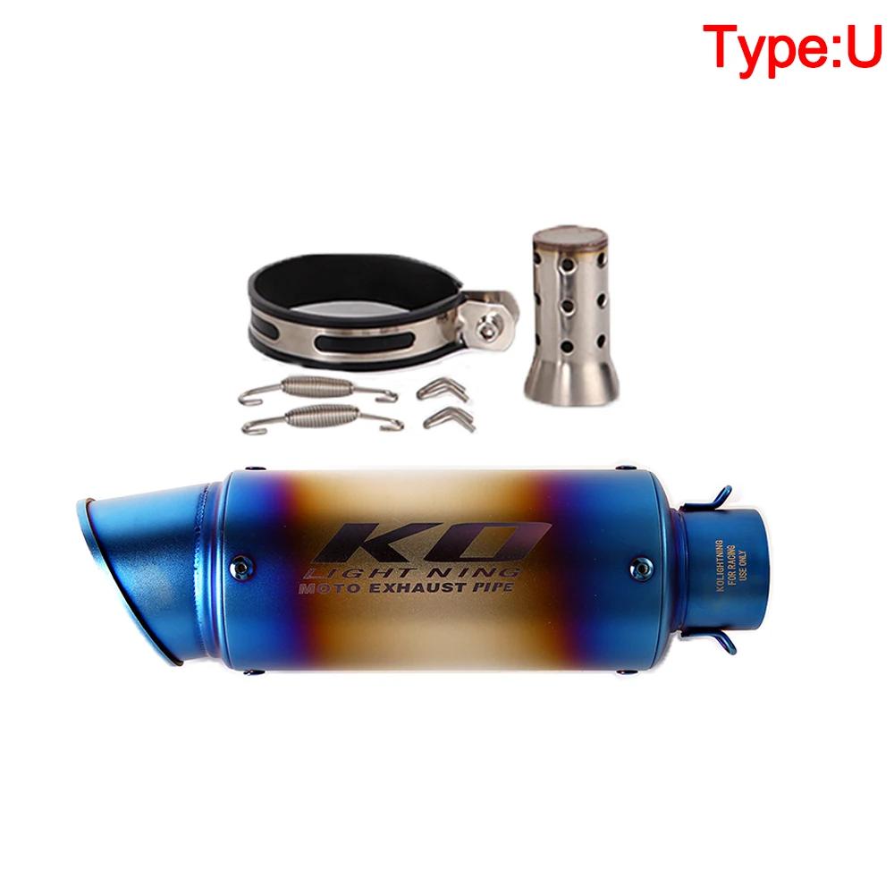 Universal 51/60MM Motorcycle KO Exhaust Stainless Steel Muffler Pipe With DB Killer For Z900 R3 R25 MT07 MT09 R1 Z400 Z650