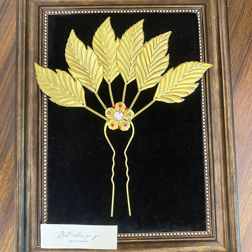 Flower Thai Hair Sticks Rhinestone Gold Hair Fork Antique Ethnic Style Hair Accessories  Hanfu