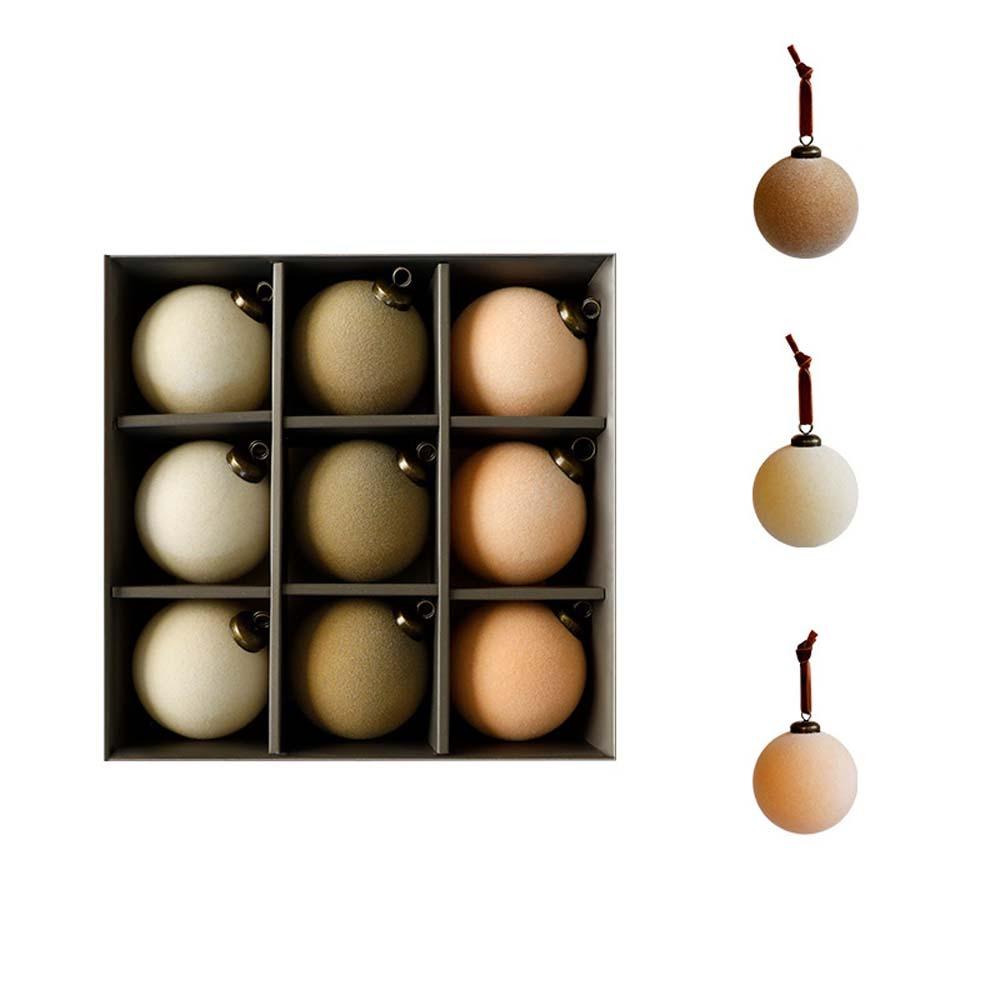 9pcs 8cm Velvet Christmas Ball Pendant Shatterproof Flocking Christmas Hanging Balls Reusable Xmas Tree Ornaments Party Favors