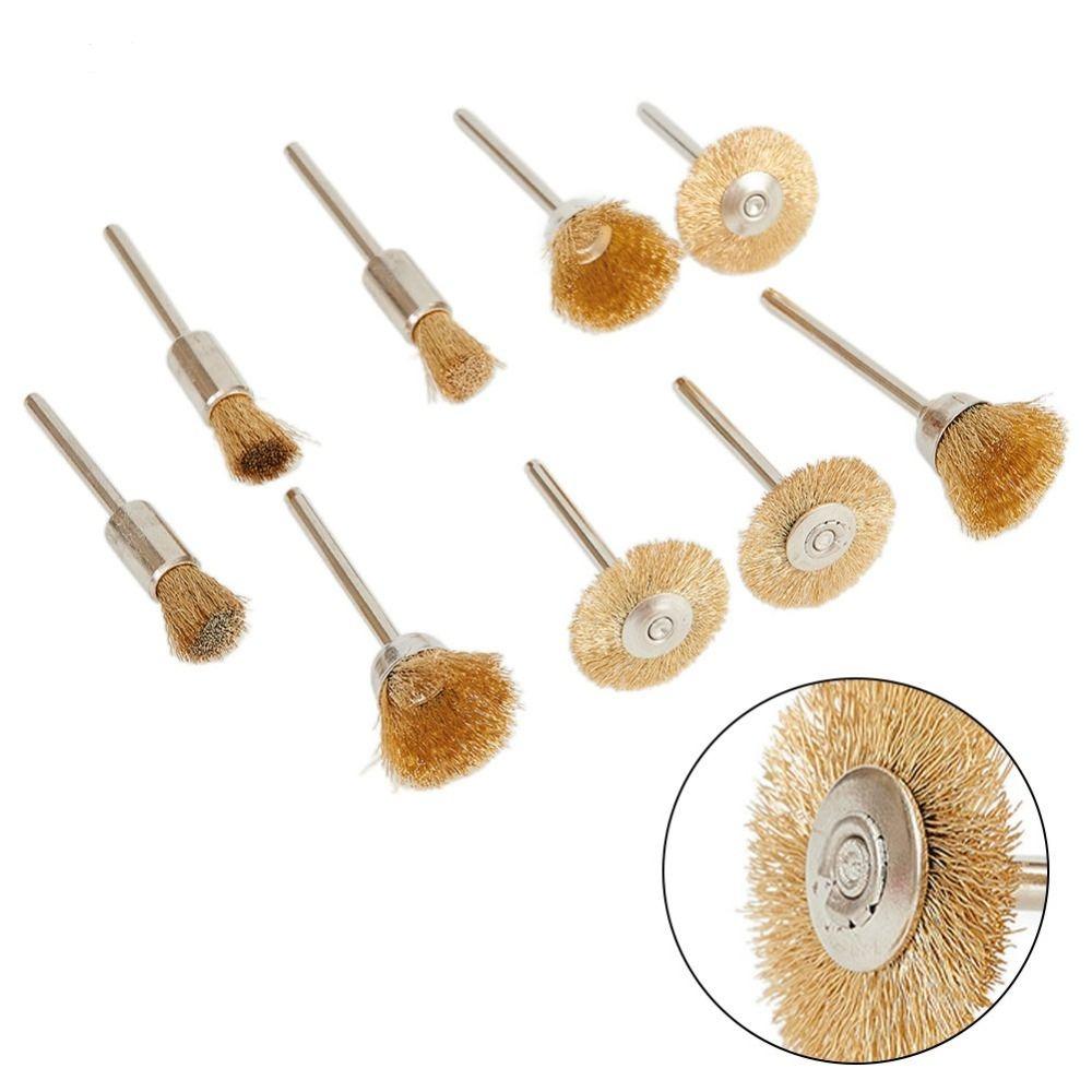 15Pcs/set Mini Grinding Accessories Wire Wheel Brushes T-shaped Brush Grinder Rotary Polishing Tools