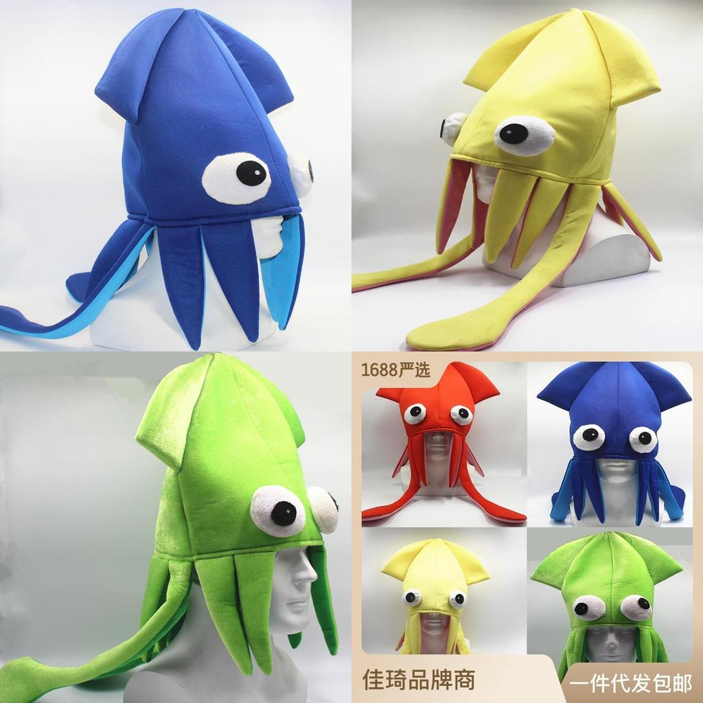 Шапка Кальмара из Бархата Jiaqi Настраиваемый Смешной Реквизит для Вечеринок для Выступлений и Косплея