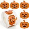 500Pcs 1 roll Halloween laser pumpkin sealing sticker, suitable for gift box envelope Halloween decoration