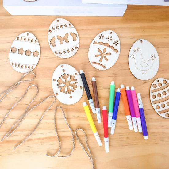 10 шт. деревянных пасхальных украшений в виде кролика, незаконченные поделки своими руками с отверстием для подвешивания