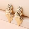 Metal Leaf Earrings With Gold Coating And Bold Design For Holidays And Events