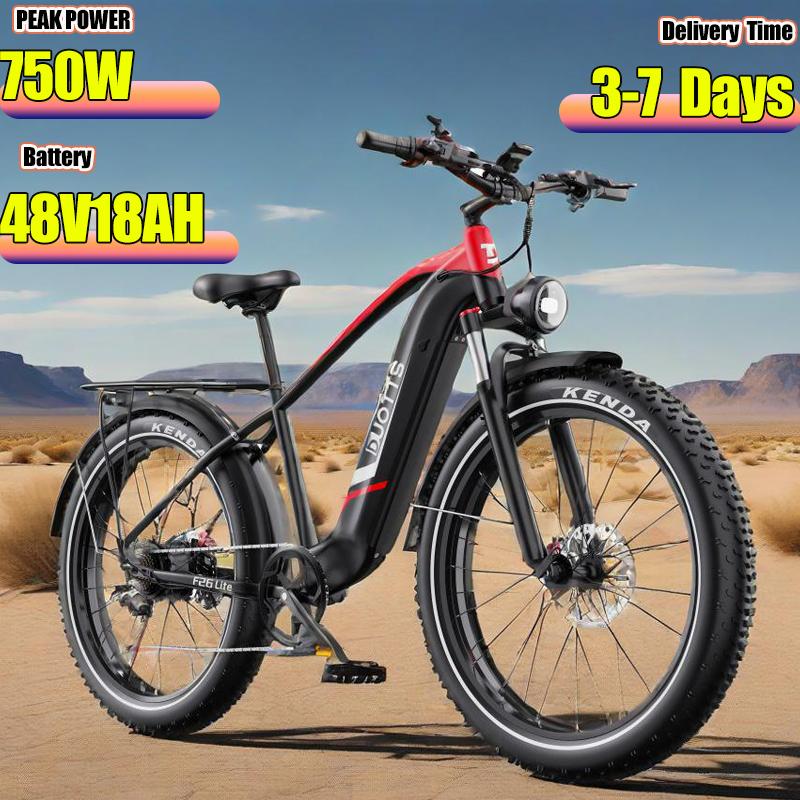Электровелосипед DUOTTS F26 Lite Пиковая мощность 750 Вт 48 В 18 Ач Гидравлические тормоза Электровелосипед 26-дюймовые широкие шины Вездеход Электровелосипед