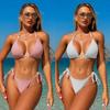 2025 Stylish Halter Shell Chain Solid Color Sexy Beach Women's Bikini Swimsuit