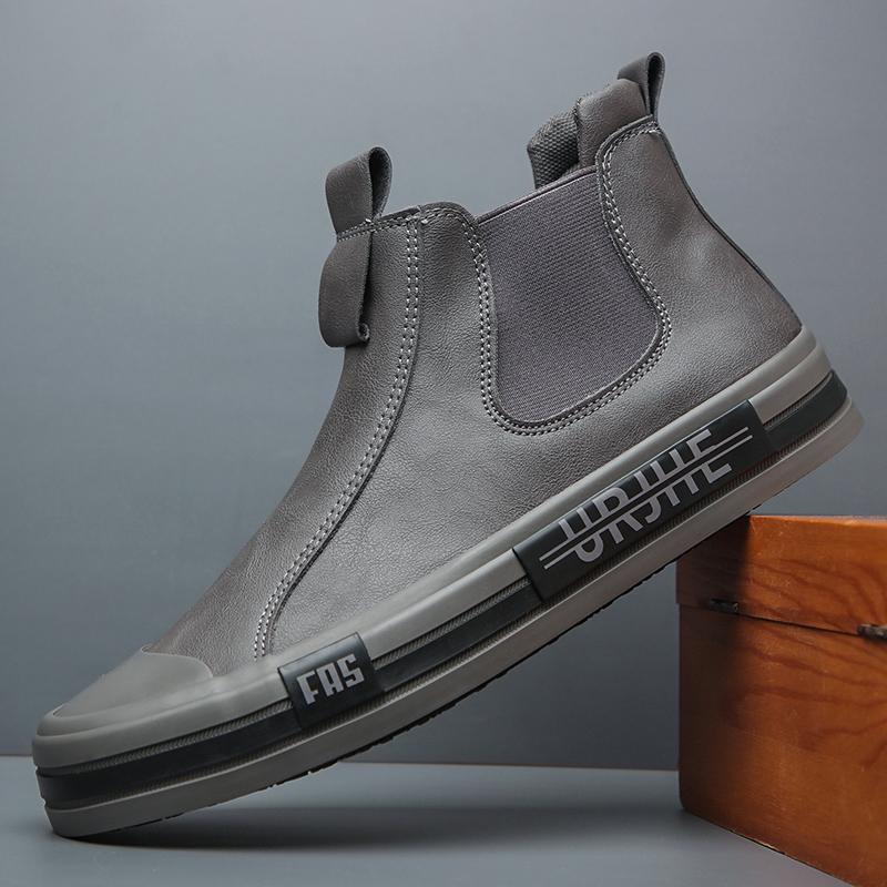 Новые мужские кожаные ботинки корейский тренд удобная мужская обувь британская мода мужские высокие кроссовки новые мокасины мужские