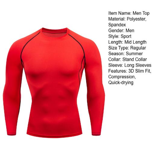Мужской спортивный топ 3D Slim Fit Высокая эластичность Круглый вырез Быстросохнущий Длинные рукава Slim Fit Компрессионная футболка для коррекции фигуры Тренажерный зал Бег Баскетбол Футболка