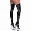 1 Pair Women Stockings Glossy Faux Leather Soft Elastic Anti-slip Breathable Over Knee Length Slim Fit Club Party Cosplay Stage Show Long Stockings
