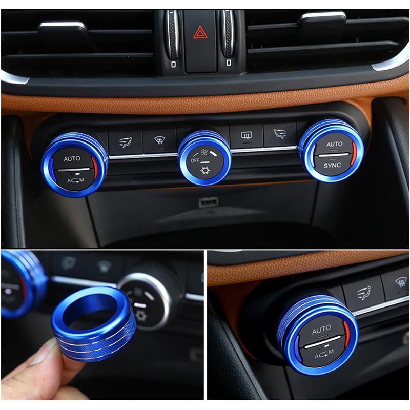 Автомобильная центральная ручка кондиционера, кнопка, кольцо, крышка переменного тока, украшение для Alfa Romeo Stelvio Giulia