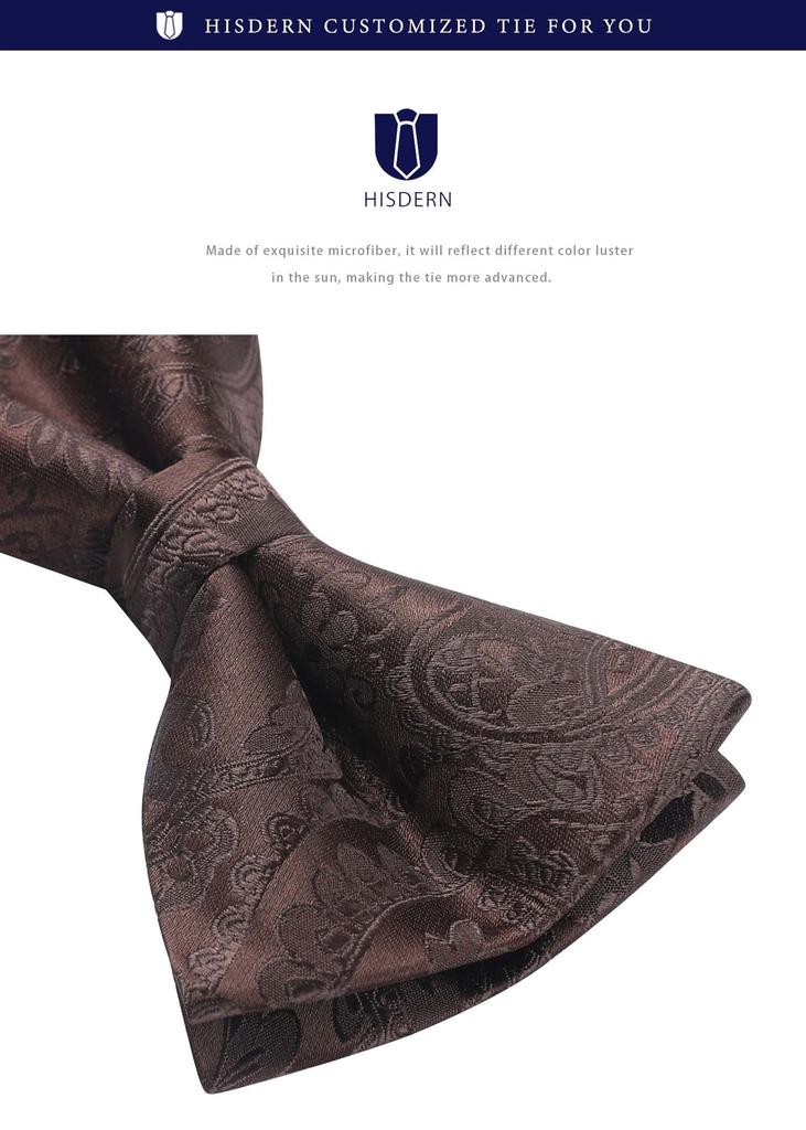 Коричневый галстук-бабочка для взрослых, свадебный галстук-бабочка, формальный галстук-бабочка с узором пейсли, комплект галстуков-бабочкь One Touch, легко надевать и снимать [HISDERN] Мужской…