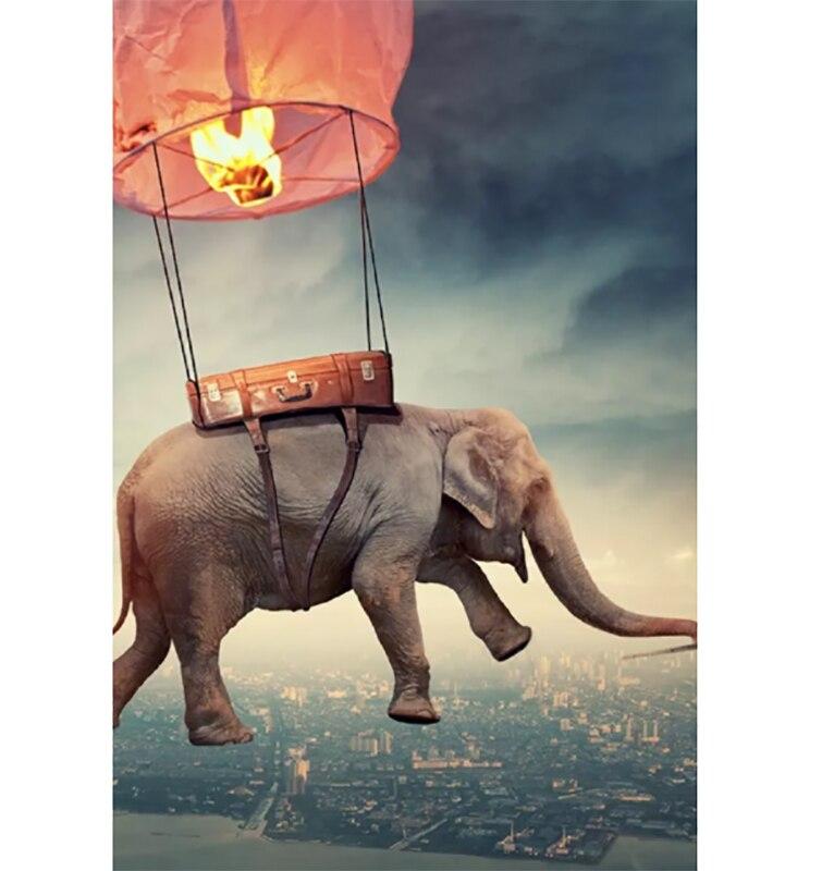 DIY Elephant 5D Diamond Painting Full Round Drill Rhinestone Animal Diamond Embroidery Cross Stitch Mosaic Kits Wall Art Decor