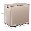 45L Triple Compartment Stainless Steel Bin, with Deodoriser Holders - Gold Tone