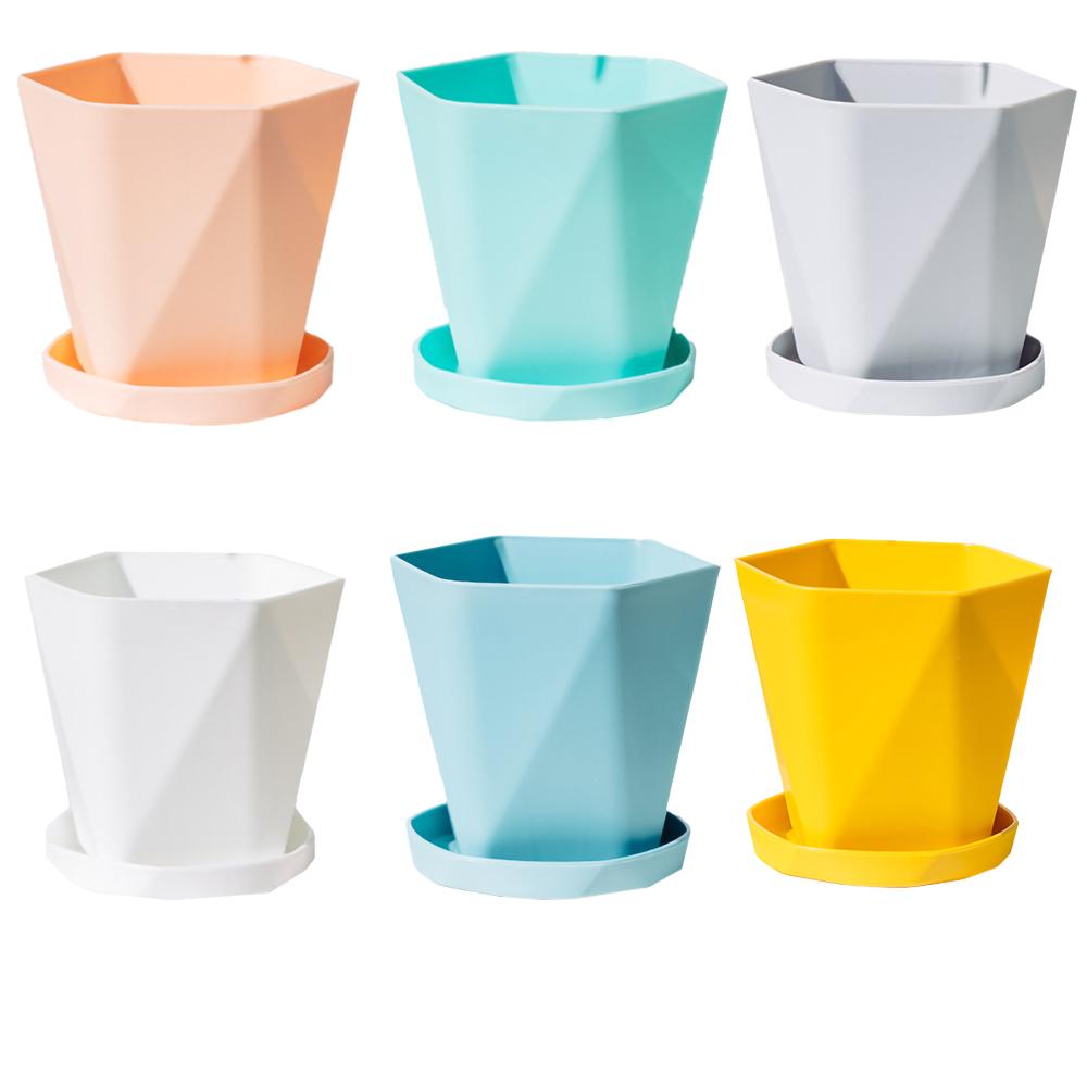 Plastic Resin Flower Pot Geometric Nordic Flowerpot Nursery Container Bonsai