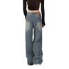 Джинсы High Street Retro Washed Straight, женские, весна-лето и осень, американские, с высокой талией, свободные, широкие брюки из денима