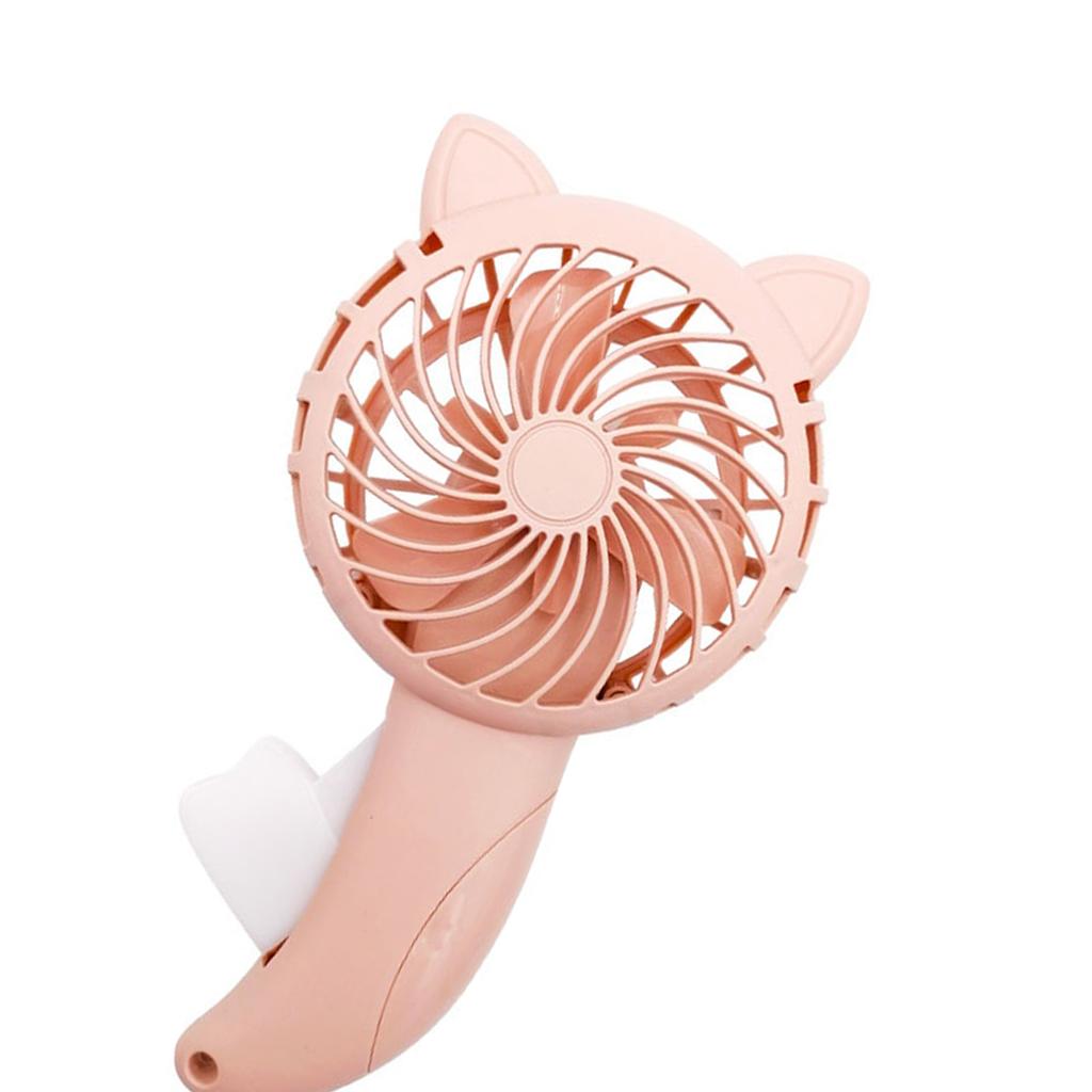 Hand Press Fan Cartoon Cat Ear Handheld Fan No Battery Manual Small Cooling Fan for Travel Outdoor