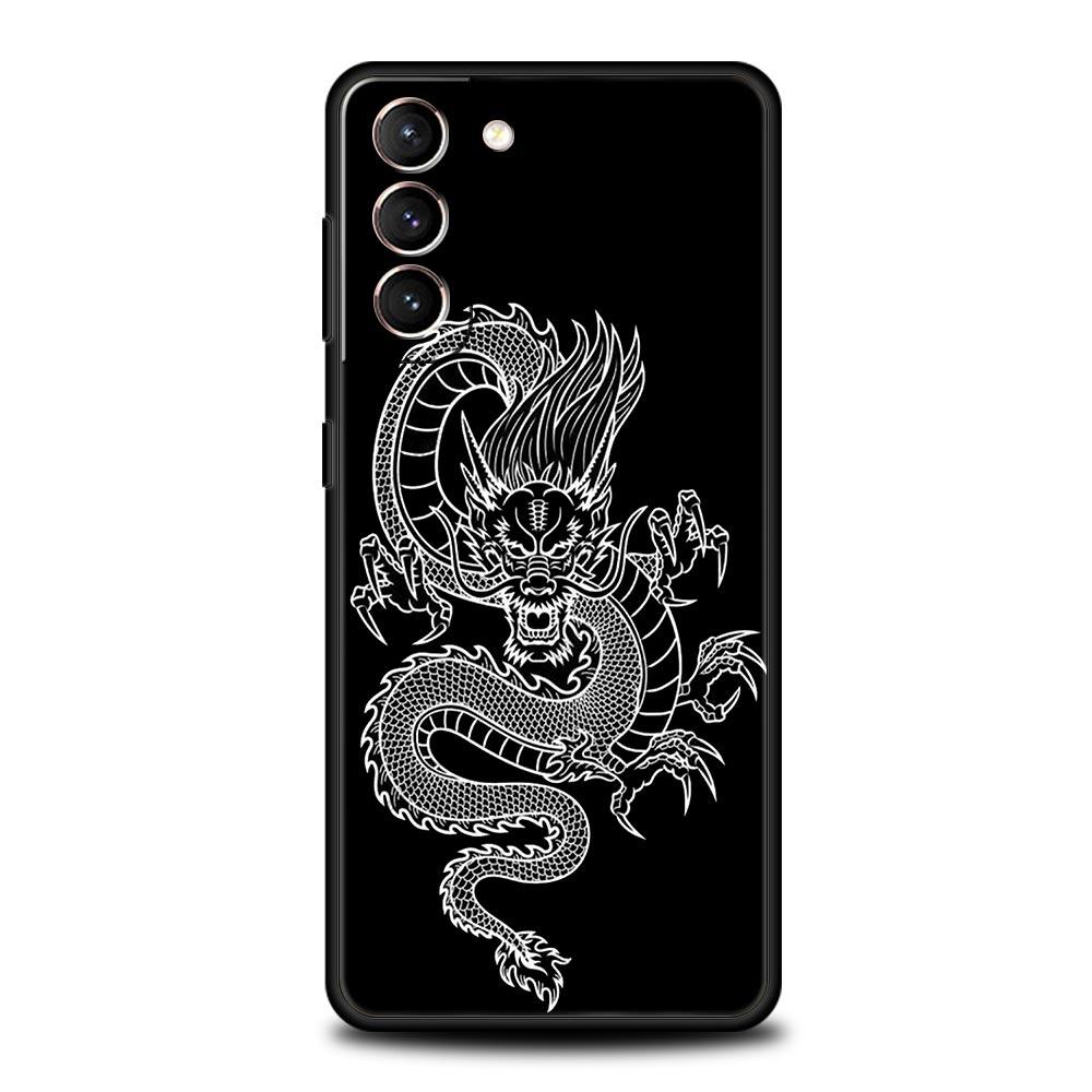 Чехол для телефона Samsung Galaxy S23 S22 Ultra S20 S21 FE 5G S10 S9 Plus S10E S8 Note 10 20 Силиконовый Черный Чехол Модный Дракон