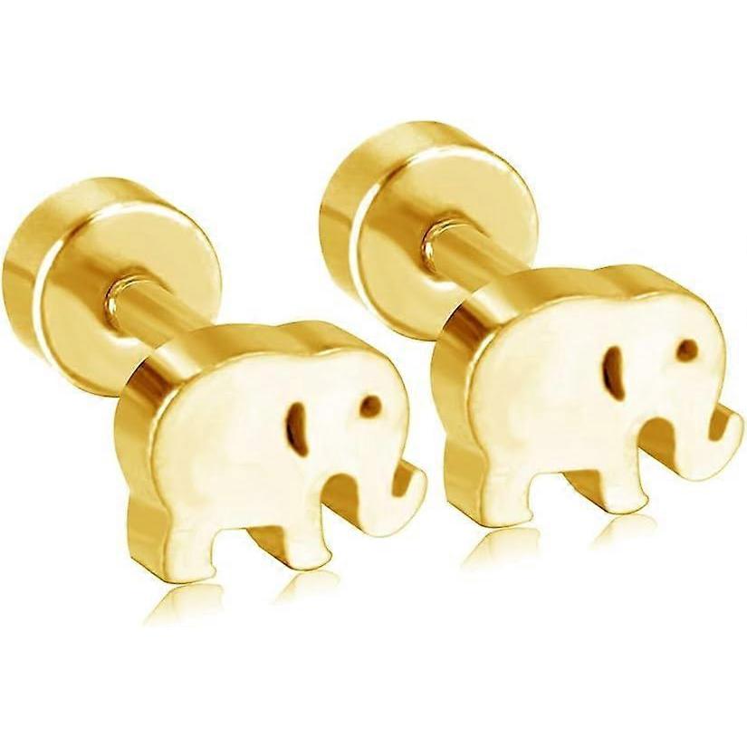 16G Mini Mouse Cute Elephant Small Stud Earrings for Women Dainty Animals Cartilage Tiny Flat Screw Back Stainless Steel Studs Minimalist Comfort Fit