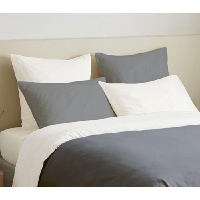 Complete Pack 6 Pieces Anthracite/White Reversible Duvet Cover for Bed 140 X 190 Cm