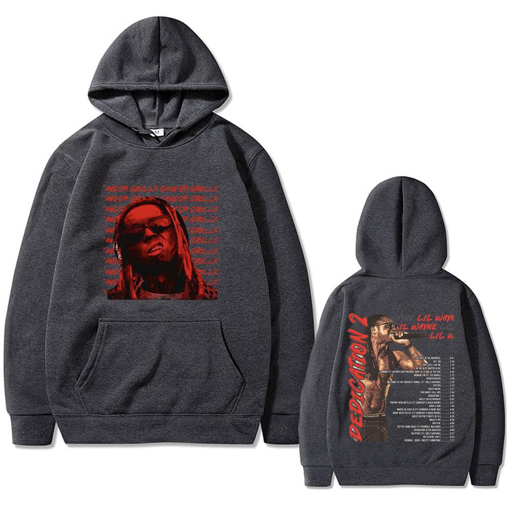 Худи с графическим принтом альбома рэпера Lil Wayne Мужская Женская Мода Винтажный Хип-Хоп Уличная одежда Унисекс Флис Оверсайз