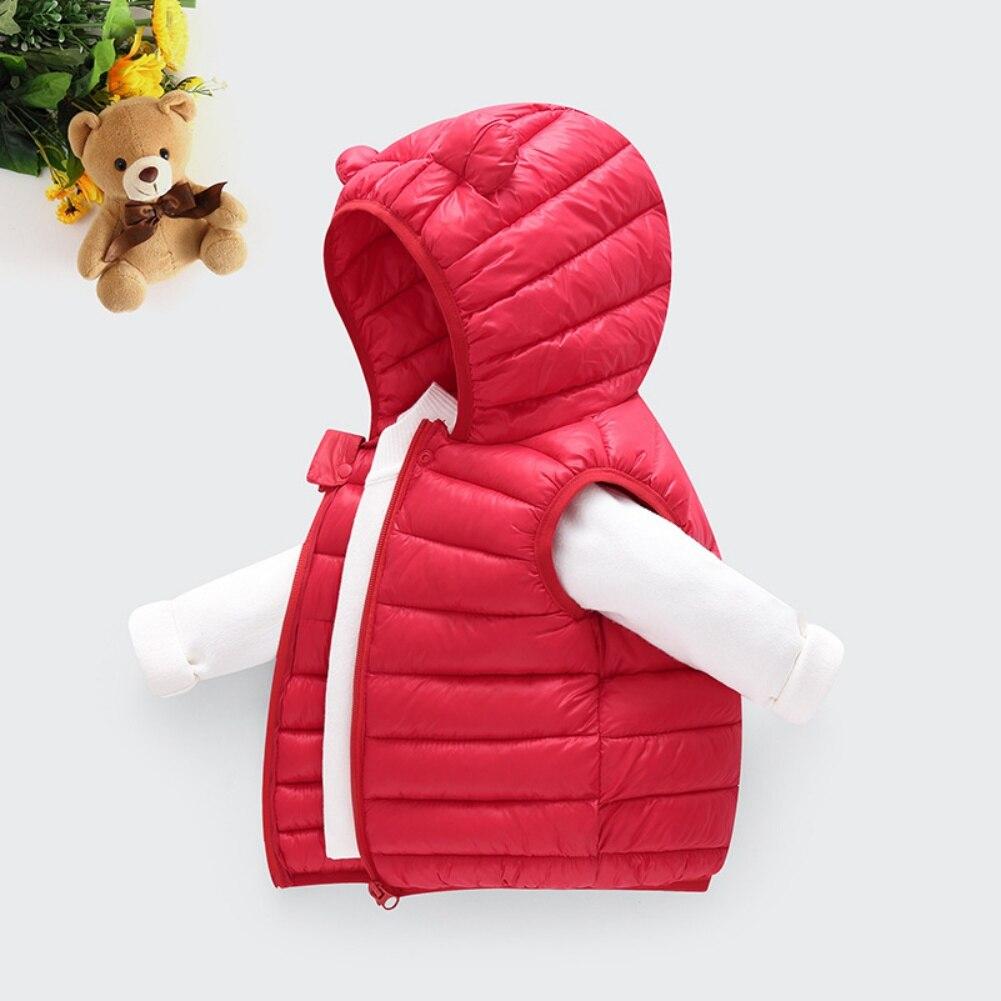 Children's Winter Solid Color Cotton Vests With A Hood