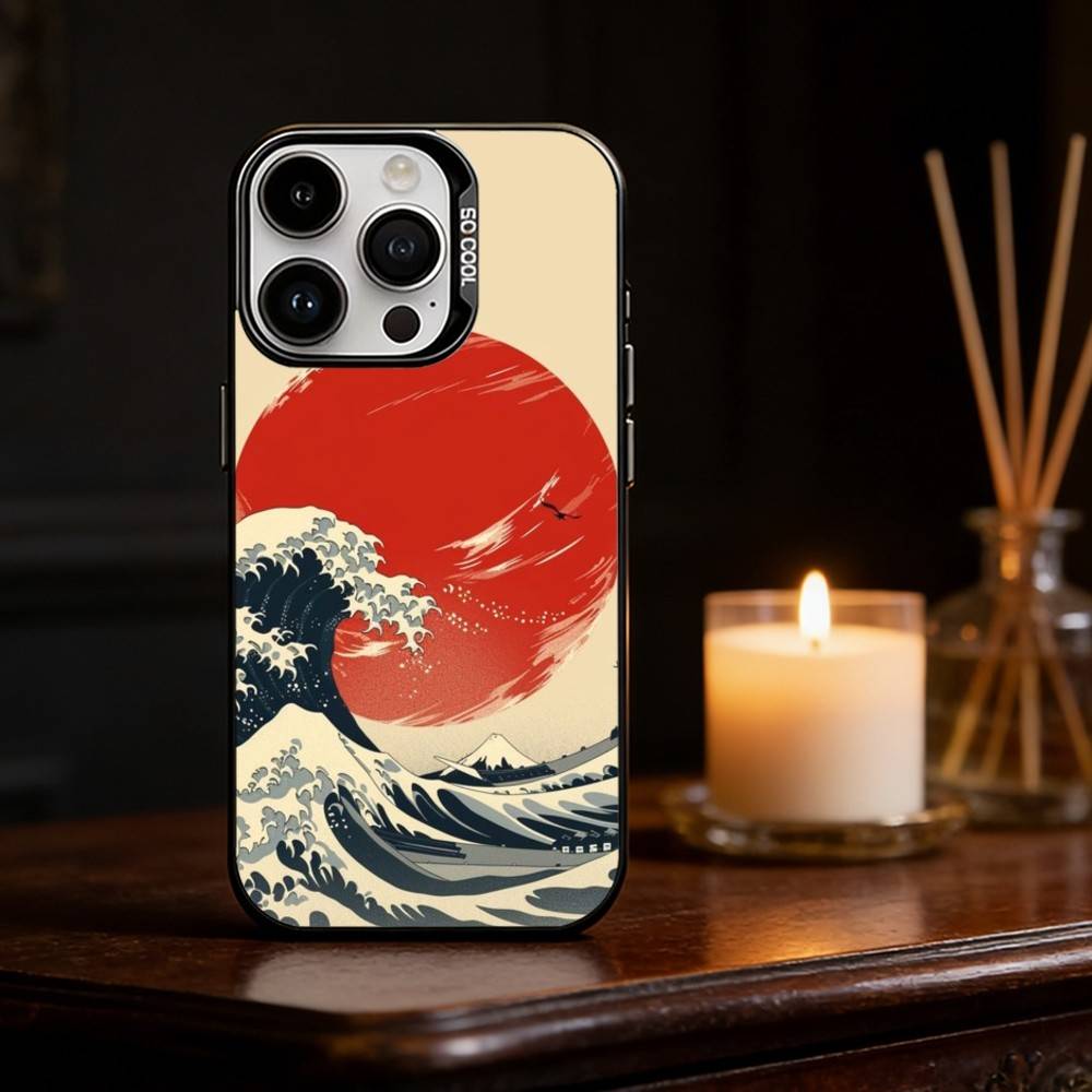 Большая волна у Канагавы Чехол для телефона Серебристая ракушка Для IPhone 17 16 15 14 13 12 11 Pro Max Plus