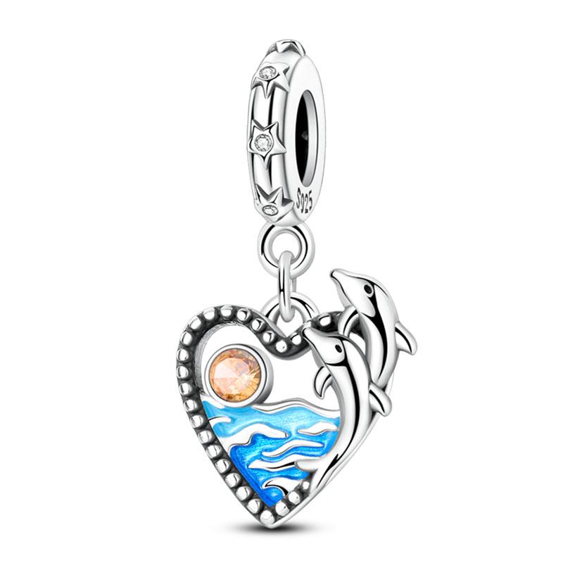 Ocean Модные Шармы-Подвески из Серебра 925 Пробы Дельфин Краб Лодка Пляж Бусины Подходят для Браслетов 3 мм Оригинальные DIY Продуманные Изделия Тонкой Работы Подарки