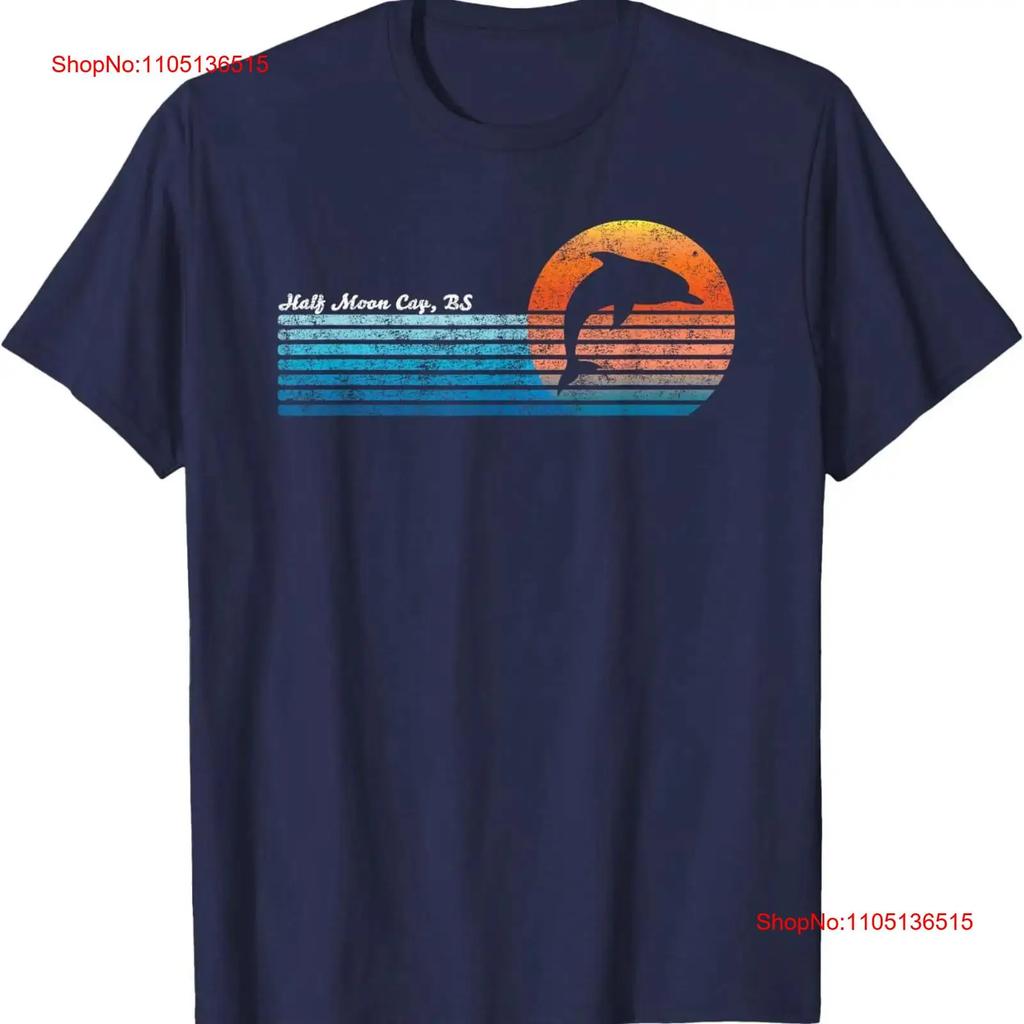 Vintage Half Moon Cay Bahamas Retro 80s Dolphin Sunset T Shirt vintage Washed Casual streetwear Unisex Breathable Versatile