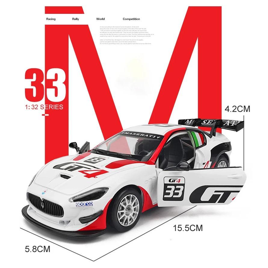 1/32 Maserati GranTurismo MC GT4 Модель легкосплавного автомобиля с инерционным механизмом, звуком и светом, детская подарочная коллекция, литая игрушечная модель