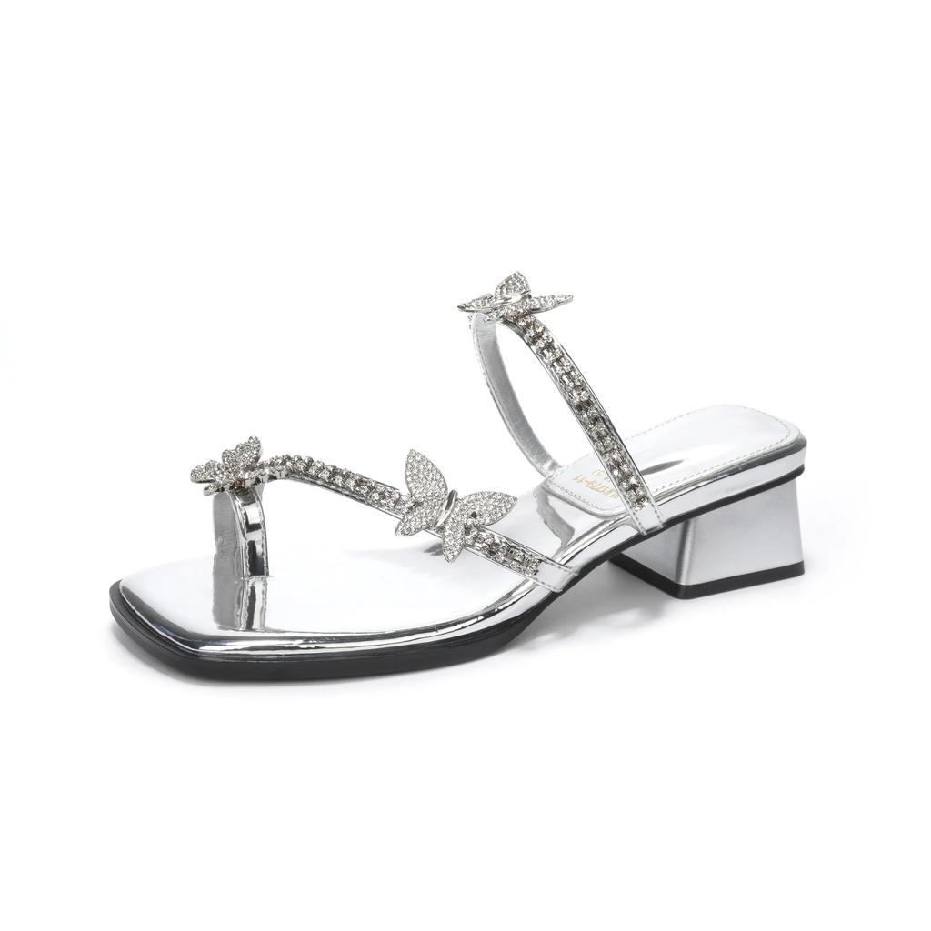2025 New Luxury Women's Sandals Beautiful Crystal High Heels Slippers Butterfly Water Diamond Fashion Versatile Women's Shoes