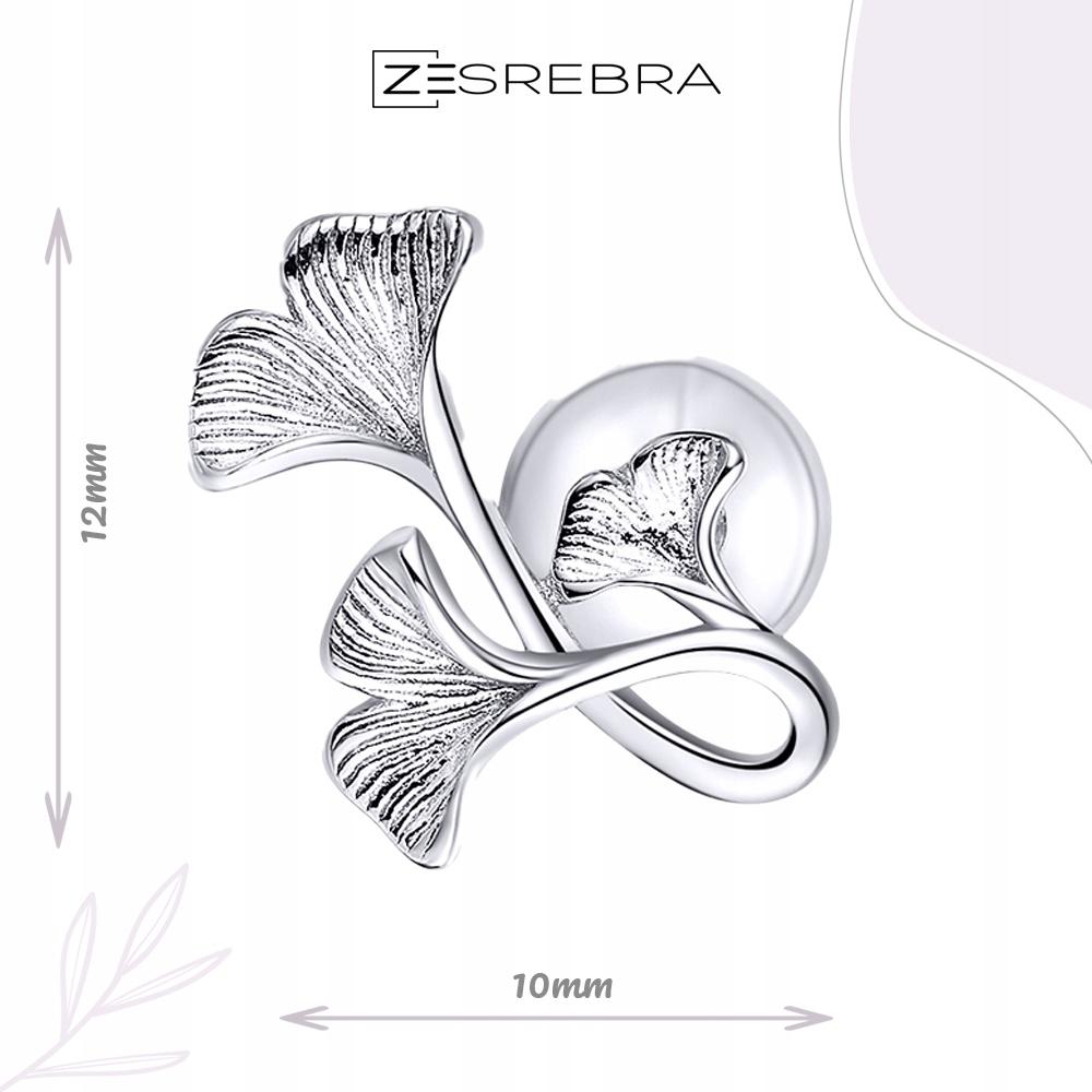Earrings Ginkgo Biloba Plants, 925, Shiny, Leaf Stud