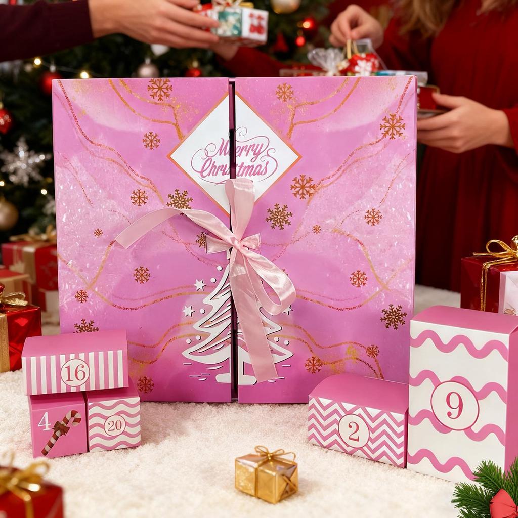 Рождественский адвент-бокс Рождественский декор Многоразовый 24-ячеечный Ручной работы Сувениры для вечеринки Наполняемый бокс Для детей Взрослых Друзей Семьи Носок