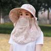 Wide-Brimmed Picking Tea Hat Flower Neck Protection Hat Sun Hat Sunshade Shawl Cap  Jogging