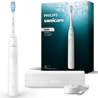 Электрическая зубная щетка Sonicare ProtectClean 5500 Чистая Щетка Подставка Дорожный футляр Белый [Модель 2025] (Премиум-наушники/Зарядка и в комплекте) HX7110/06