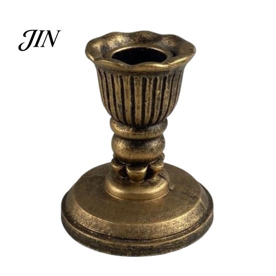 Dining Table Candle Holder Vintage Taper Holder, Nostalgic Resin Candlestick Decorative Relief Texture Stand for Wedding Party Dinning Centerpiece