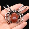 Women Brooch Natural Stone Spider-Shaped Pendant For Jewelry Making DIY Necklace Bracelet Clothes Shirts Accessory