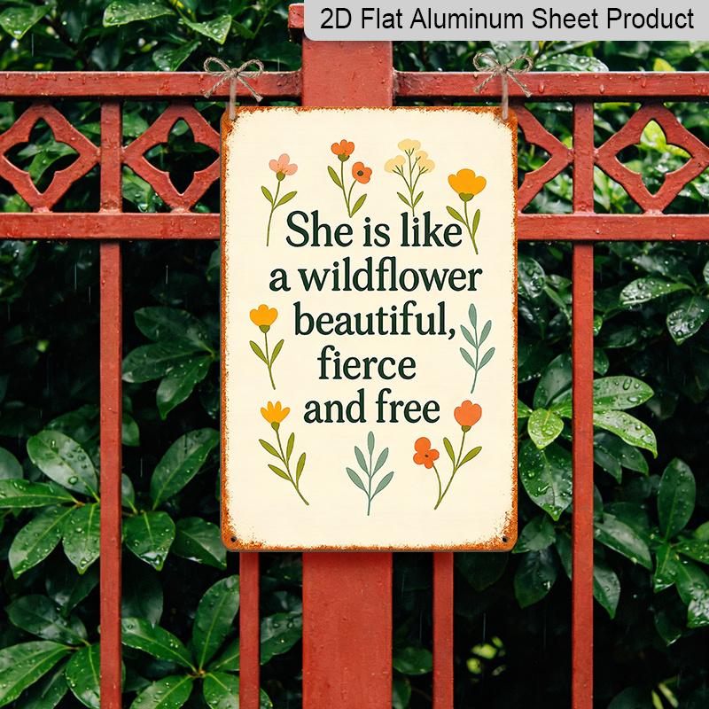 2D Flat, Charming Vintage Wildflower Aluminum Sign (12*8 Inches) - Perfect for Mother's Day, Garage, and Home Wall Decor, Fun and Artistic