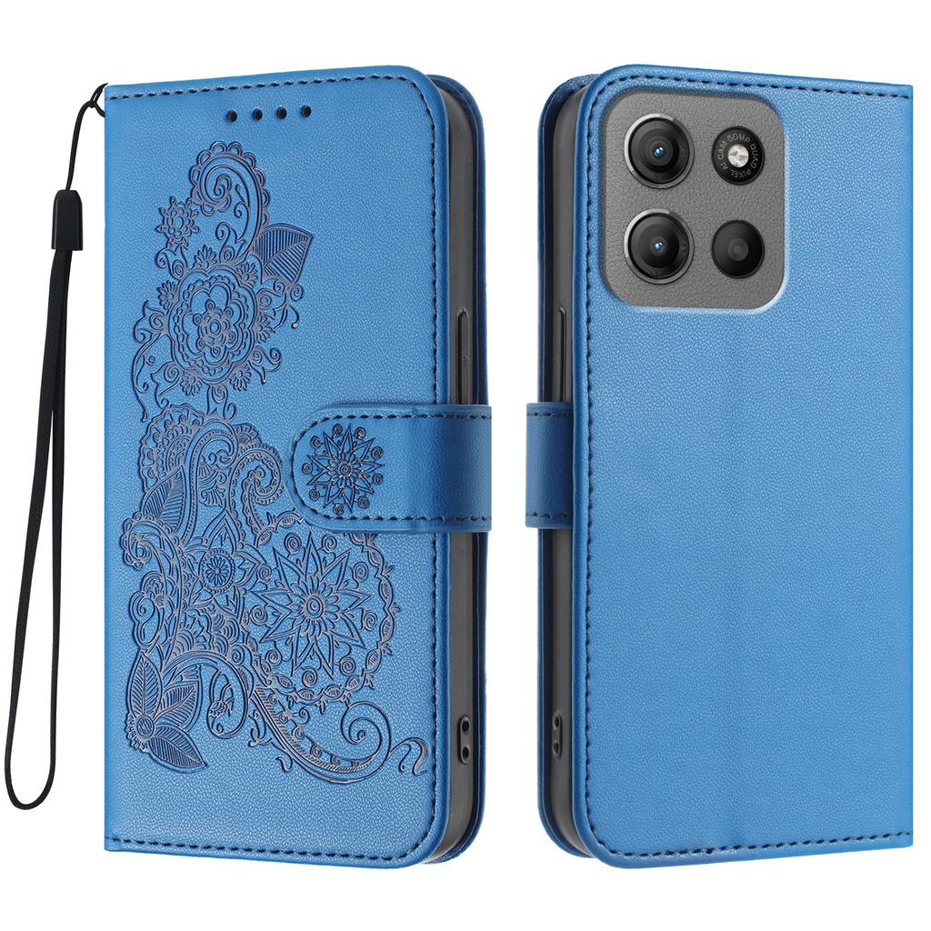 For Motorola Moto G15 Power 4G/Motorola Moto G15 4G Phone Cases Mandala Flower Leather Wallet Mobile Cover with Strap