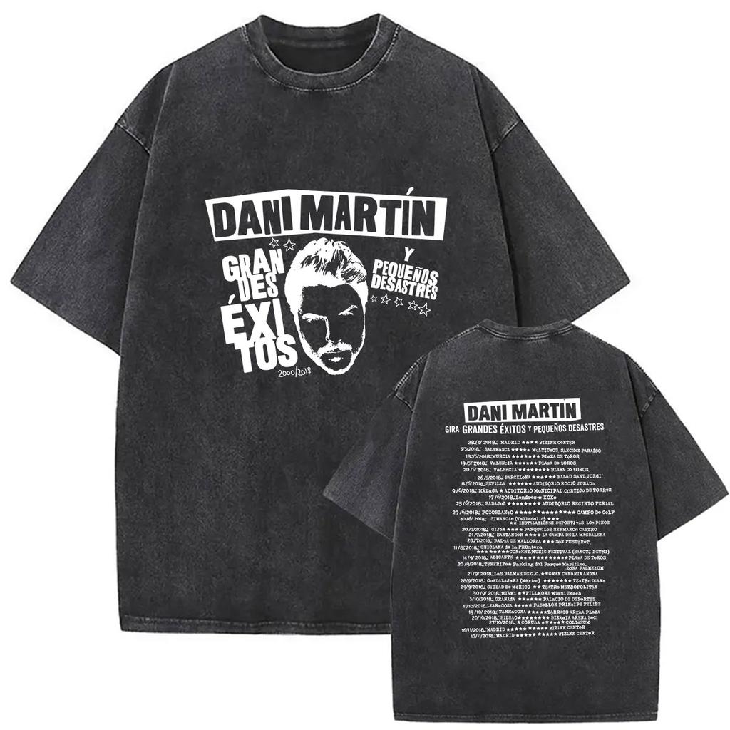 Rapper Dani Martin Lo Que Me De La Gana Tour Vintage Washed T Shirts Men Women Pop Fans Fashion Clothing Oversized Tshirt