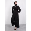 Wide Sash Wrapped Hijab Jumpsuit Black