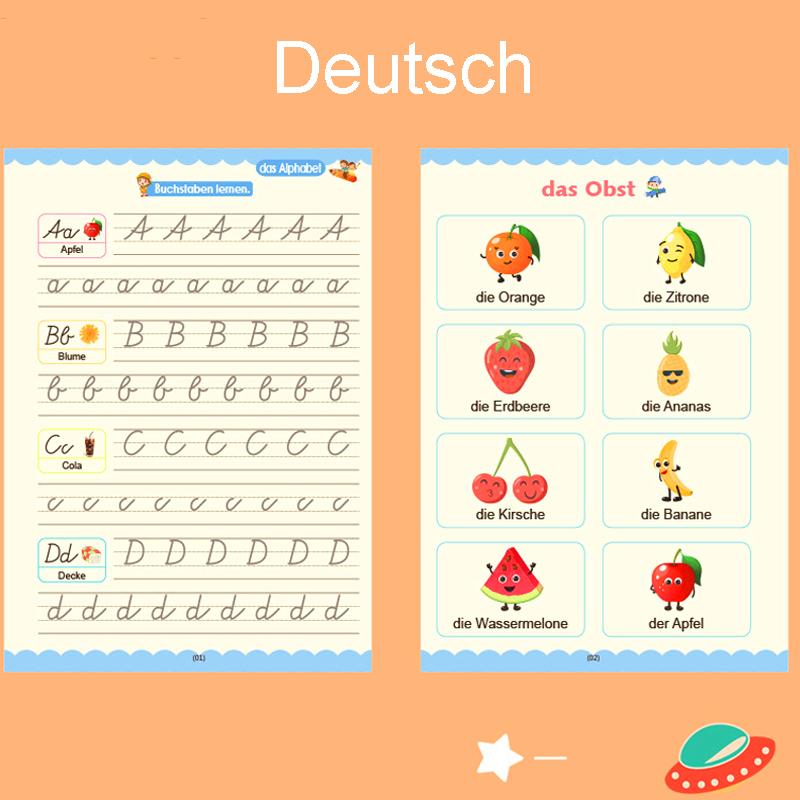 Free Wiping German Magic Copybook Pen Preschools Kids Calligraphy Children Reusable Deutsch Writing Practice Book Age 3-8