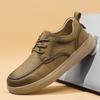 Осенняя мужская обувь больших размеров, повседневная кожаная обувь, мужская кожаная обувь на шнуровке для ежедневной носки, однослойная обувь из коровьей кожи, мужские кроссовки на мягкой подошве для пап