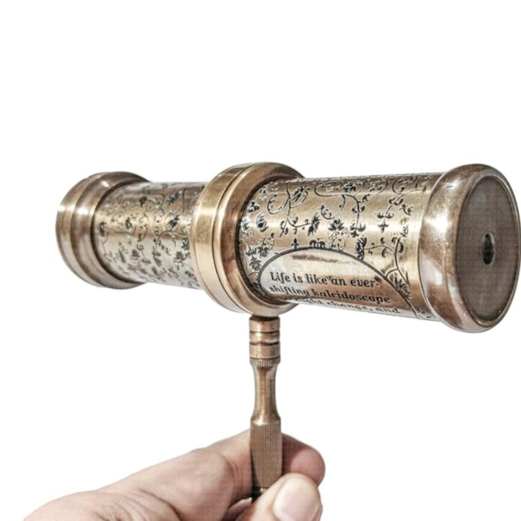 Personalized Classic Kaleidoscope, Brass Kaleidoscope with Wood Box Kids Toy, Engraved Wedding Gift, Creative Custom Gift Idea (3 Finishes)