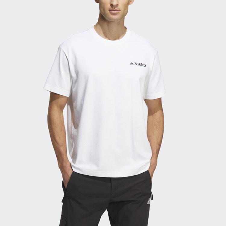 Adidas T Shirts Unisex White Crew Neck Moderate Straight Fit HM3548
