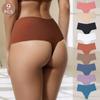 9Pcs/pack Women's Seamless Solid Color T-Back Panties High Waist Triangle Panties V-Waist Comfortable Seamless Thongs