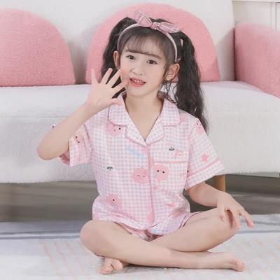 Пижамный комплект Summer Cloud Cotton Cartoon для девочек - Милая рубашка с короткими рукавами и шорты для детей